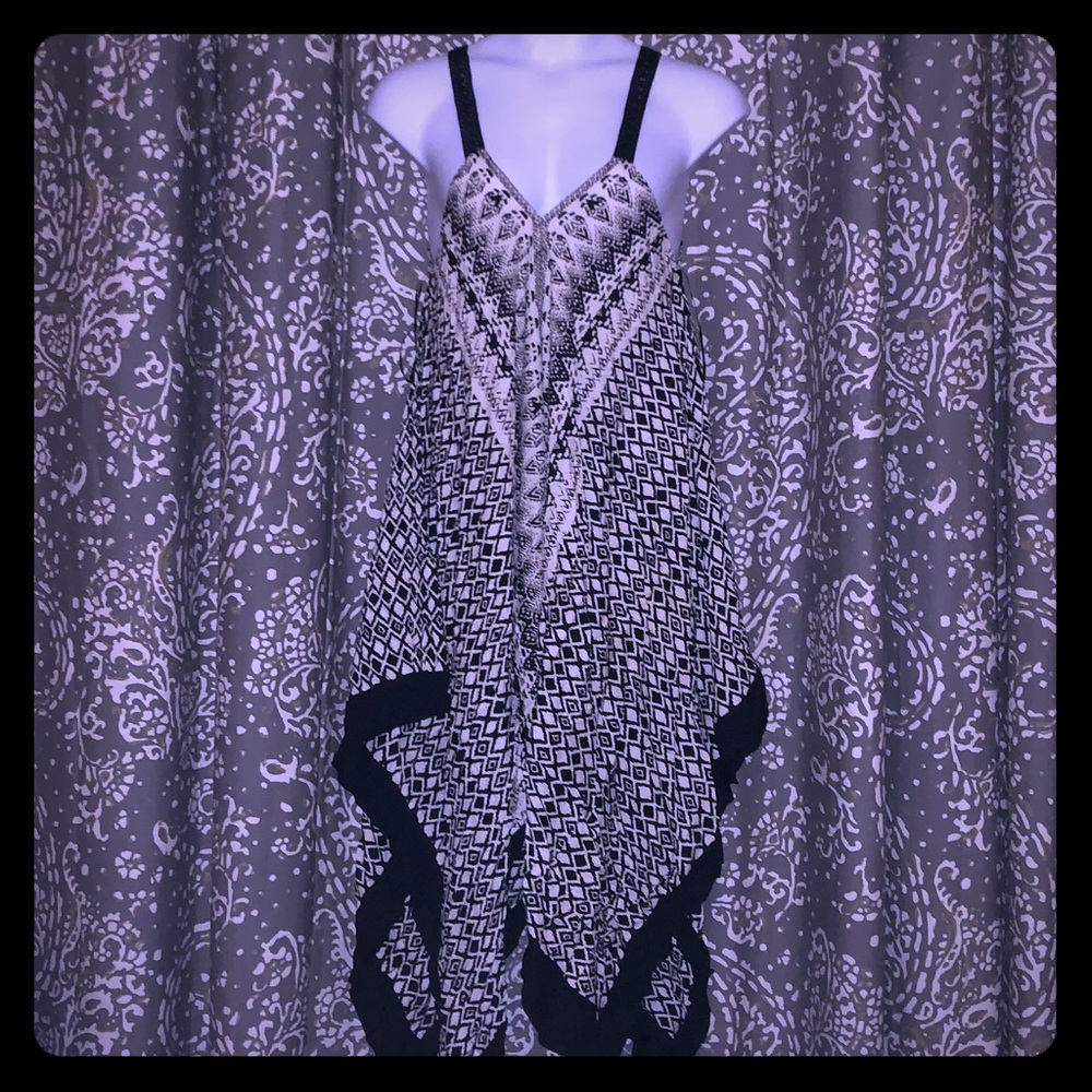 Black and white boho handkerchief dress